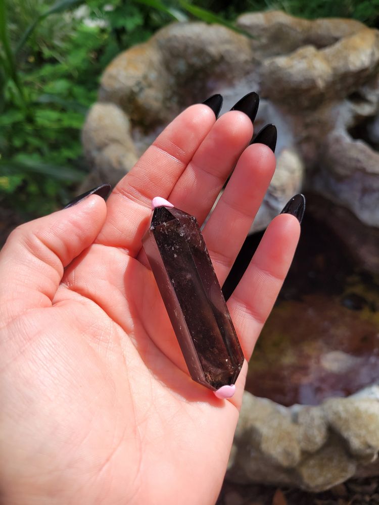 Double Terminated Smoky Quartz Wand